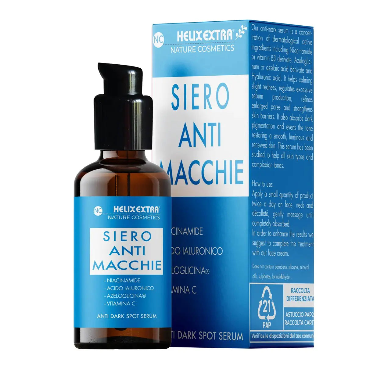 Siero Viso con Niacinamide Acido Ialuronico Vitamina C Acido Azelaico 100ml